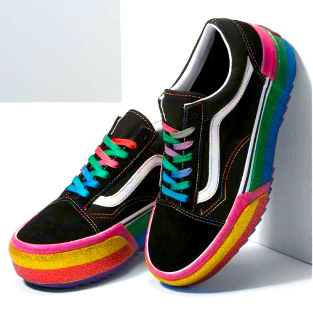 Vans Rainbow Glitter Old Skool Stacked Sneaker - Picture 9 of 15